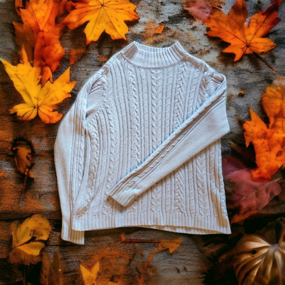 Light Blue Cable Knit Sweater